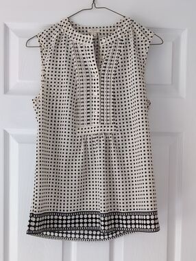 J. Crew Ivory and Black Polka Dot Sleeveless Camisole